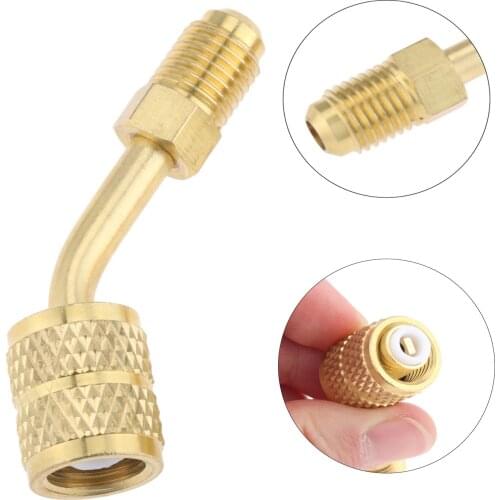 Air Condition R410a Angled Adaptor Connector for R410a Mini Split HVAC System 5/16" Female 1/4" Male Ductless