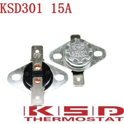 5pcs KSD301 65C 65 Degrees Celsius 15A250V NC Normally Closed Temperature Switch Thermostat Temperature control switch sensor