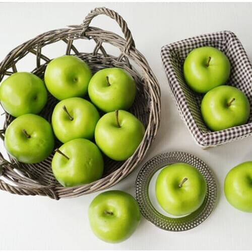 8pcs 8cm size artificial fruit Plastic Fake Fruit artifical green apple&artificial plastic fake simulated green apple