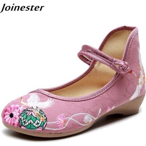 Ethnic Women Strap Casual Shoe Embroider Slingbacks Ladies Vintage Pumps Chinese Style Dancing Shoes Low Heel Summer Sandals