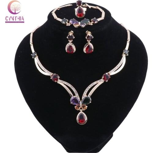 HOT Fashion Wedding Dubai Africa Nigeria African Jewelry Set Gold-color Necklace Earrings Romantic Woman Bridal Jewelry Sets