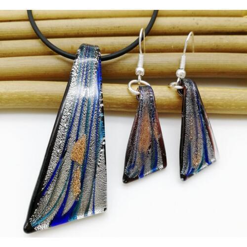 Hot sale Fashion 6 Set Baroque Art Lampwork Murano Glass Pendant Necklace Earrings Jewelry Set Wholesale N-046