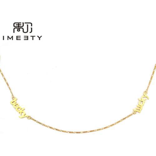 IMEETY custom couple necklaces mini name necklace gold plate double nameplate necklace personalized gift by Xmas