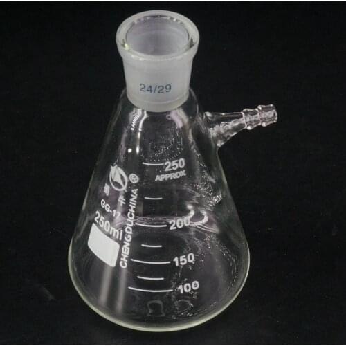 250ml 24/29 Ground Joint Borosilicate Glass Conical Filter Flask with Side Arm Lab Glassware Teaching