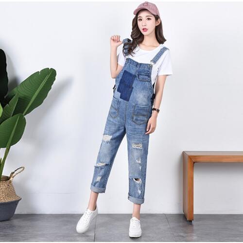 Pregnant women bib pants 2018 new summer hole loose pregnant women nine pants trousers
