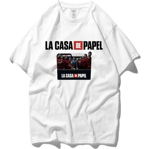 La Casa De Papel Mens T Shirts Money Heist TV Men Short Sleeve Cotton Tshirts for Boys House of Paper T-Shirt Male Tops