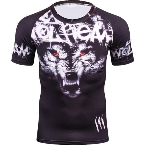 Summer 3D Compression T Shirt Men New Arrival Brand Funny Wolf Mens T-Shirt Top Wholesale Tee Shirts High Quality Quick Drying