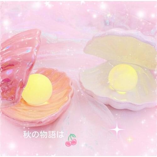 Lovely Ceramic Shell Pearl Night Light Streamer Mermaid Fairy Shell Night Lamp Home Decoration Xmas Gift