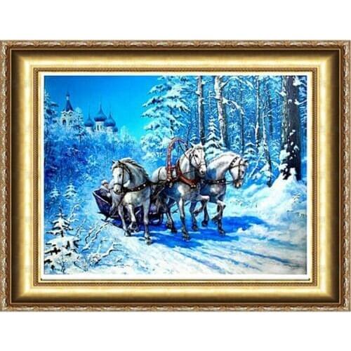 2018 Rushed Real Snow Horse Patchwork 5d Diy Diamond Painting 30x40 Square Embroidery Sets Handwork Cross Stitch Mosaic Picture