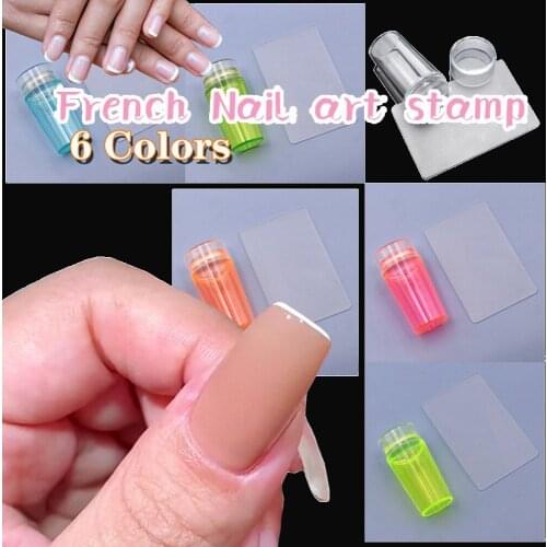 33*63mm French Nail Fluorescent Jelly Easy Stamp With Scraper 1Set Silicone Round Shape Transparent Transfer Printin Tool#1PCS