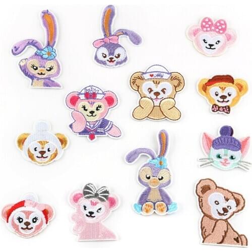 Girls Boys Clothing Diy Patches Rabbit Monkey Bear Motif Animal Iron on Embroidered Badge Applique for Kids Apparel Backpack
