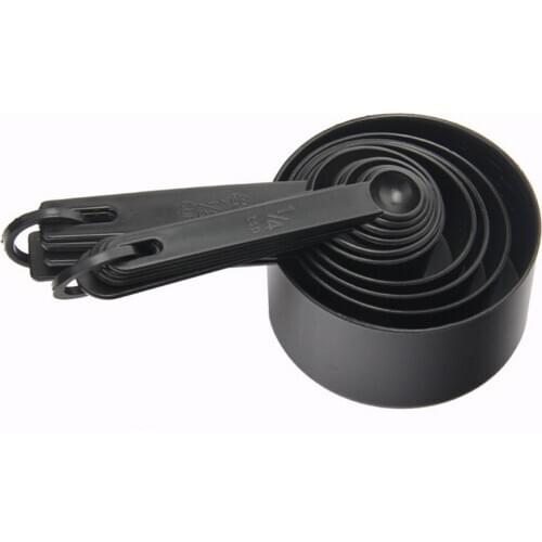 New 10 Pcs Set Spoon Black Plastic Measure Spoons Cutlery Dessert Baking Kitchen Tools SCI88