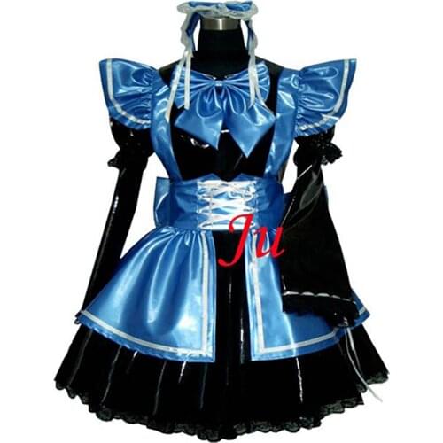 Sexy Sissy Maid Pvc Lockable Dress Uniform Cosplay Costume Tailor-made[CK851]
