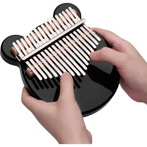 Ammoon 17-Key Thumb Piano Black Acrylic Kalimba Mbira Musical Instrument with Carrying Case Tone Stickers Tuning Hammer Wipe