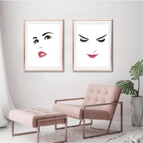 Beautiful Confident Woman Portrait Illustration Posters and Prints Modern Makeup Beauty Wall Art Canvas Painting Bedroom Decor
