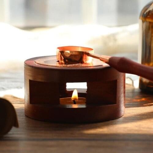 1pc Retro Wax Seal Melting Furnace Solid Wood Oven Furnace Wax Pot Beads Sticks Heater Wax Warmer Decorative Craft