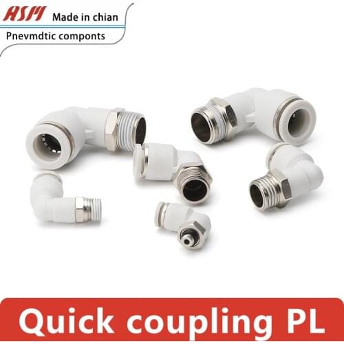 Quick-insertion plastic threaded elbow PL8-02/4-M5/6-01/10-03 for air pipe quick connector