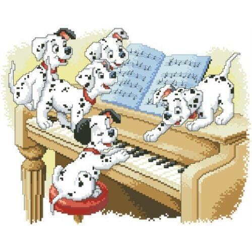 Needlework,stitch,DIY Cross Stitch,Sets For Embroidery kits,Precise Printed House decor Cross-Stitching Dogs and piano animals