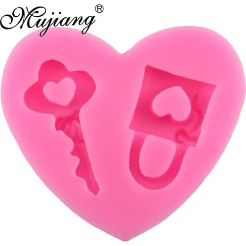 Mujiang DIY Heart Key Lock Silicone Molds Christmas Fondant Cake Decorating Tools Chocolate Candy Jelly Sugar Craft Moulds