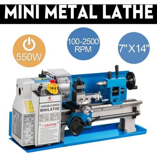 550W Metal Lathe 7 x 14-Inches Precision Tool Mini lathe Variable Speed 2500 RPM Mini Metal Lathe with Tools