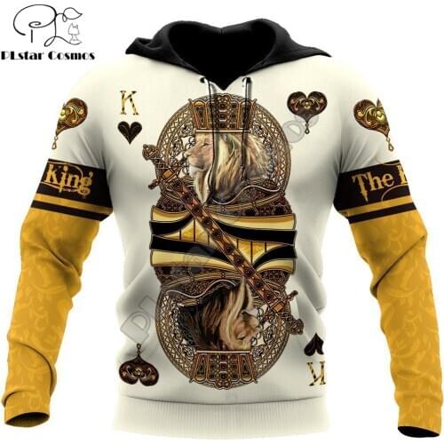 Yellow King Heart Lion Poker 3D All Over Printed Unisex Deluxe Hoodie Men Sweatshirt Zip Pullover Casual Jacket Tracksuit DW0304
