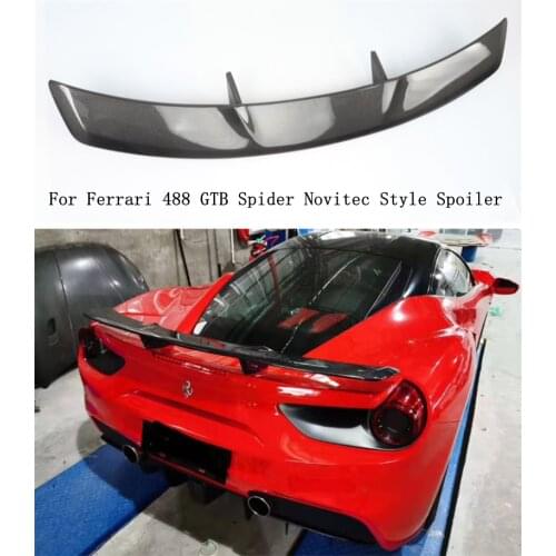 Carbon Fiber Car Rear Wing Trunk Lip Spoiler Fits For Ferrari 488 GTB Spider Novitec Style Spoiler