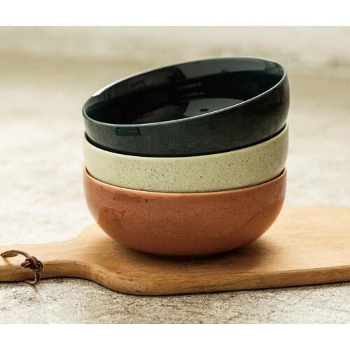 WSHYUFEI 7inch Color-Glazed Ceramic Salad Bowl Kitchen Household Noodle Soup Bowl Can Be Used In Oven Microwave