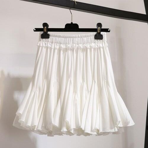 White Black Chiffon Summer Shorts Skirt Women 2021 Fashion Korean High Waist Tutu Pleated Mini Aesthetic Skirt Female