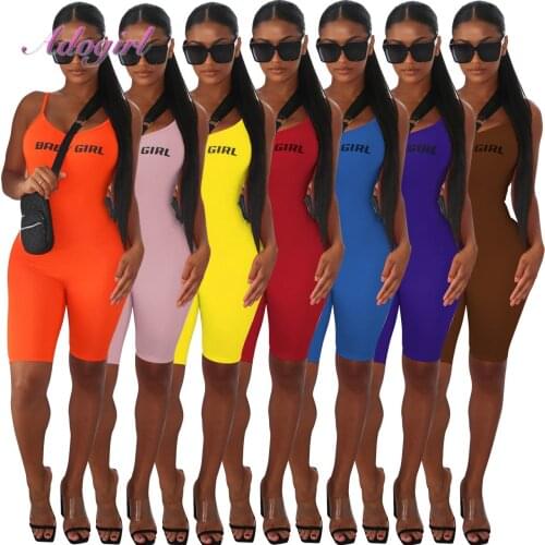 Fitness Summer Sportwear Rompers Solid Letter Print Spaghetti Strapless V Neck Workout Playsuit Women Outfit Party Club Jumpsuit