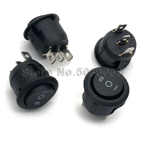 100pcs KCD1 three gear ship type switc circular warping button tripod 3 gear black power switch 20MM hole