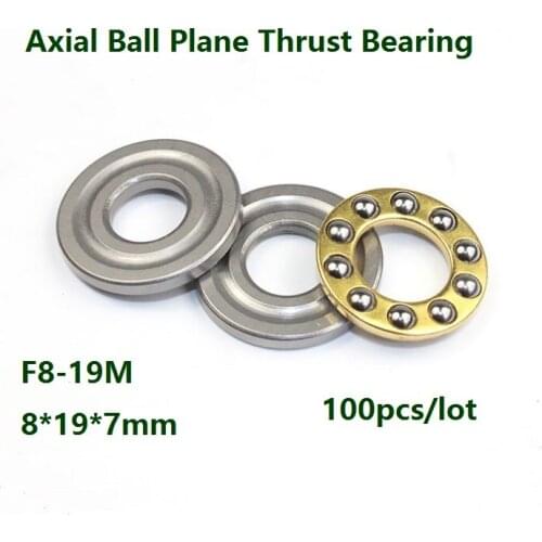 100pcs/lot High Quality F8-19M 8×19×7mm Axial Ball Plane Thrust Bearing 8*19*7mm