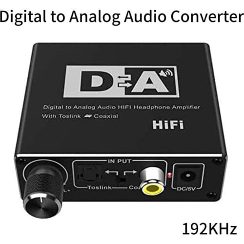 192KHz Digital to Analog Audio Converter DAC Digital SPDIF Coaxial Toslink Optical Volume Control HiFi Audio Adapter