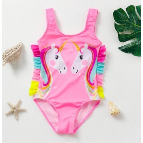 2021 Unicorn Girl Swimsuit 3-10Years Rainbow Unicorn Childrens Swimwear 2021 Girls Bathing Suits Swimwear 9069