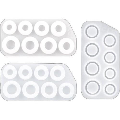 3Pcs/Set Section Rings Crystal Epoxy Resin Mold Earrings Necklace Pendant Silicone Mould DIY Crafts Jewelry Casting Tools