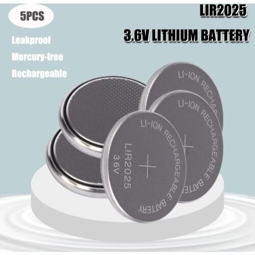 6PCS/LOT LIR2025 Rechargeable Battery for BMW Car Key Li-ion Battery Button/Coin Cell 3.6V 30mAh Repleace CR2025