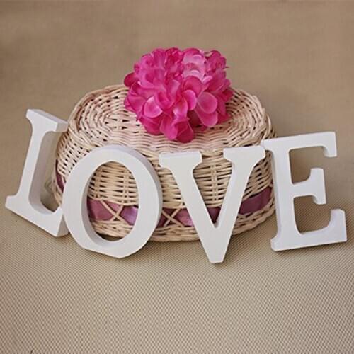 8cm*8cm Romantic Wooden LOVE White Letters Wedding Party Decorations Marriage Love Wedding props Sign