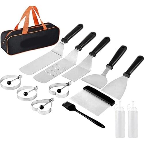 Blackstone Griddle Accessories, 14-Piece Restaurant Grade Flat Top Grill Accessories, with Spatulas& Scraper& Carry Bag