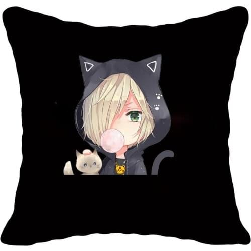 Anime Yuri on ice Victor Pillow Case Cartoon cute Custom Print Cushion Cover for Sofa Home Decor Pillow case 45*45cm