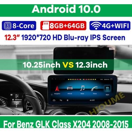 12.3" 8Core CPU 8G+128G Android 10 Car Radio Multimedia Player GPS for Mercedes Benz GLK Class X204 2008-2015 Stereo CarPlay