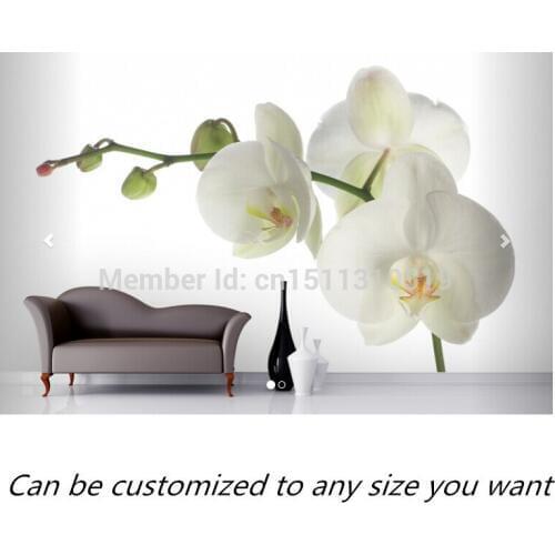 Free shipping custom mural White Orchid Wall Mural large bedroom, living room TV backdrop wallpaper