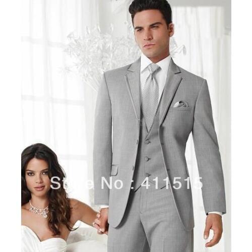 Free shipping!custom made cheap man tuxedos/ gray 2 buttons Notch Lapel Groomsmen Men Wedding groom wear dress/custom party suit