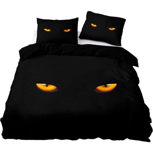 3D Printing Black Duvet Cover 220x240 Pillowcase 3Pcs,245x210 Quilt Cover,King Blanket Cover ,Cat Eyes Pattern Bedding Set