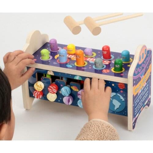 Wooden Hammering Pounding Bench Developmental Toy Great Birthday Gift Montessori Toys for Toddlers Learning Fine Motor Skills