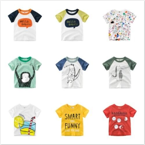 Kids Casual Fashion Summer Toddler Baby Boys Cotton Style Short Sleeve T Shirt Girl O-Neck Pullover Cartoon Print T-Shirts 1-10Y