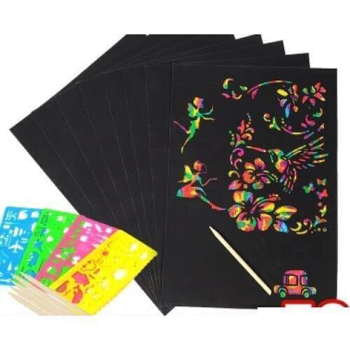 Childrens creative gift colorful scratch paper 50 100 color handmade graffiti non-toxic scraping paper