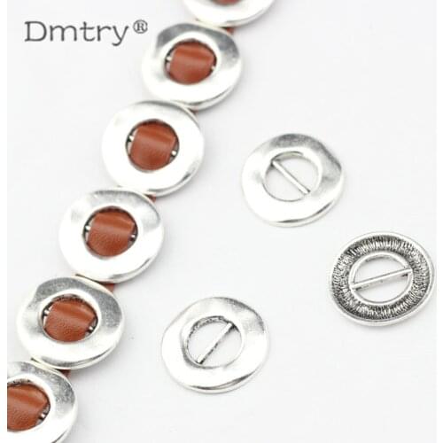 Dmtry 10pcs Wholesale 20% Cheap Ancient Silver Plated Flat Leather Clasps Charms Accessories Findings DIY Jewelry Making LC0077