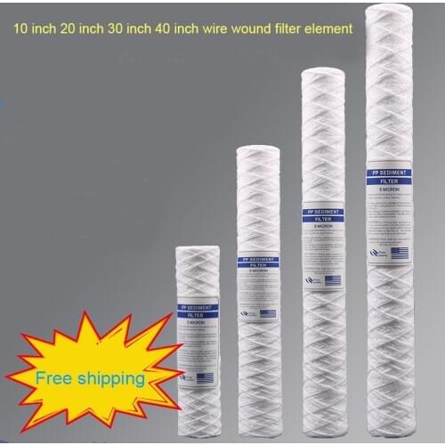 1pcs/1lot 10 inch 20 inch 30 inch 40 inch 1Micron /5Micron PPF Sediment wire wound filter element PP Cotton