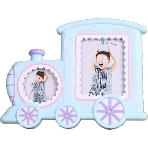 Baby Cartoon Train Shape Photo Frame Infant Year Old Growth Picture Holder Decor K1KC