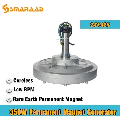 Low RPM 350W 24V 48V 150RPM Coreless Permanent Magnet Alternator Maglev Generator Motor Use For Vertical Wind Turbine Homeuse