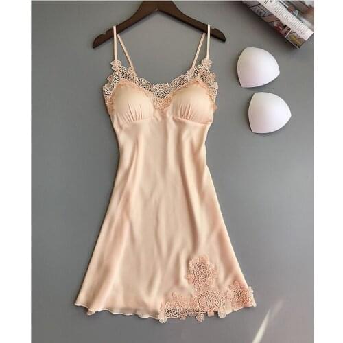 Hot Newest sexy Womens Lace Floral Silk Feel Gown Sleeveless Nightie Sexy Sleepwear Nightdress SleepRobe Camis Mini Dress